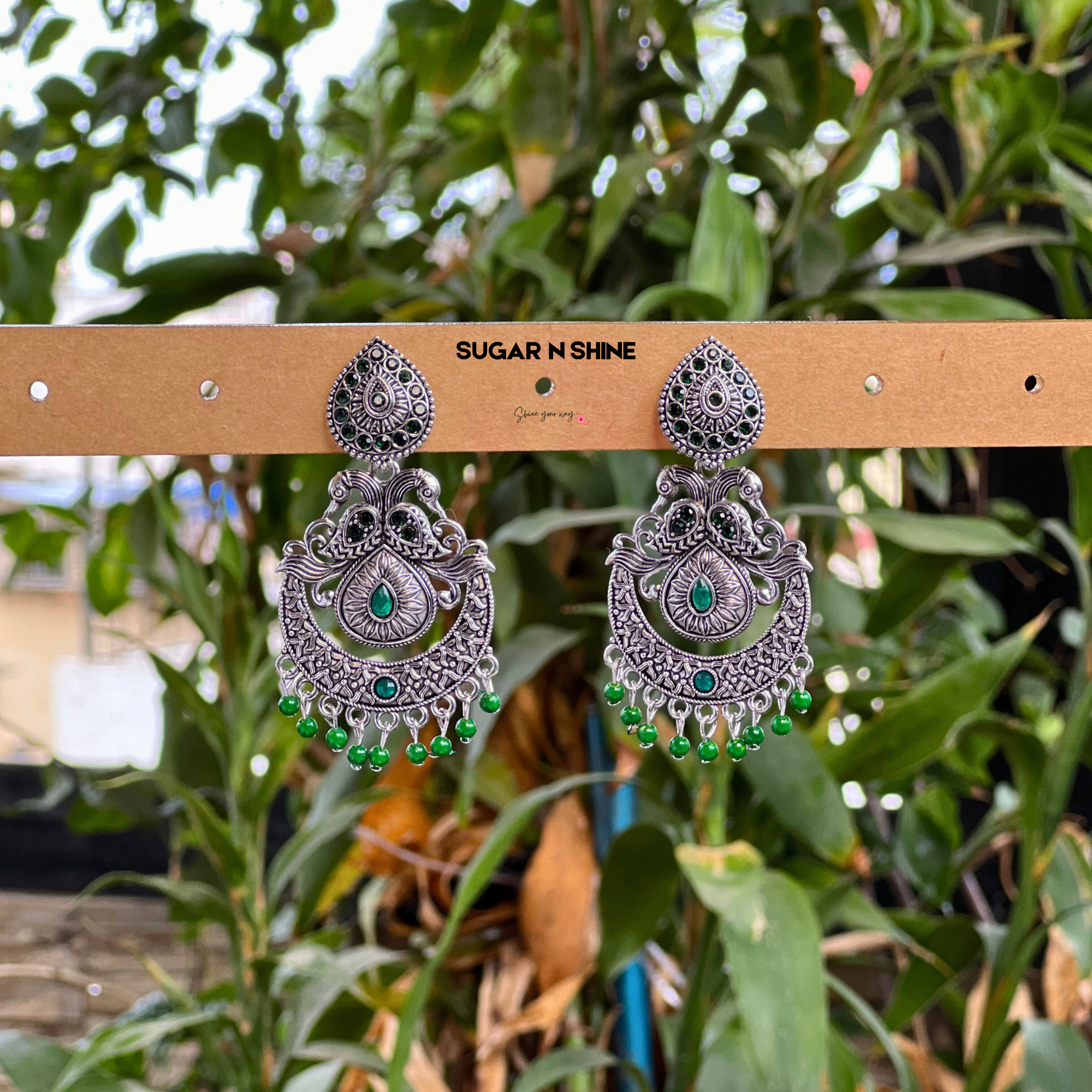 Antique Peacock Chandbali Earrings