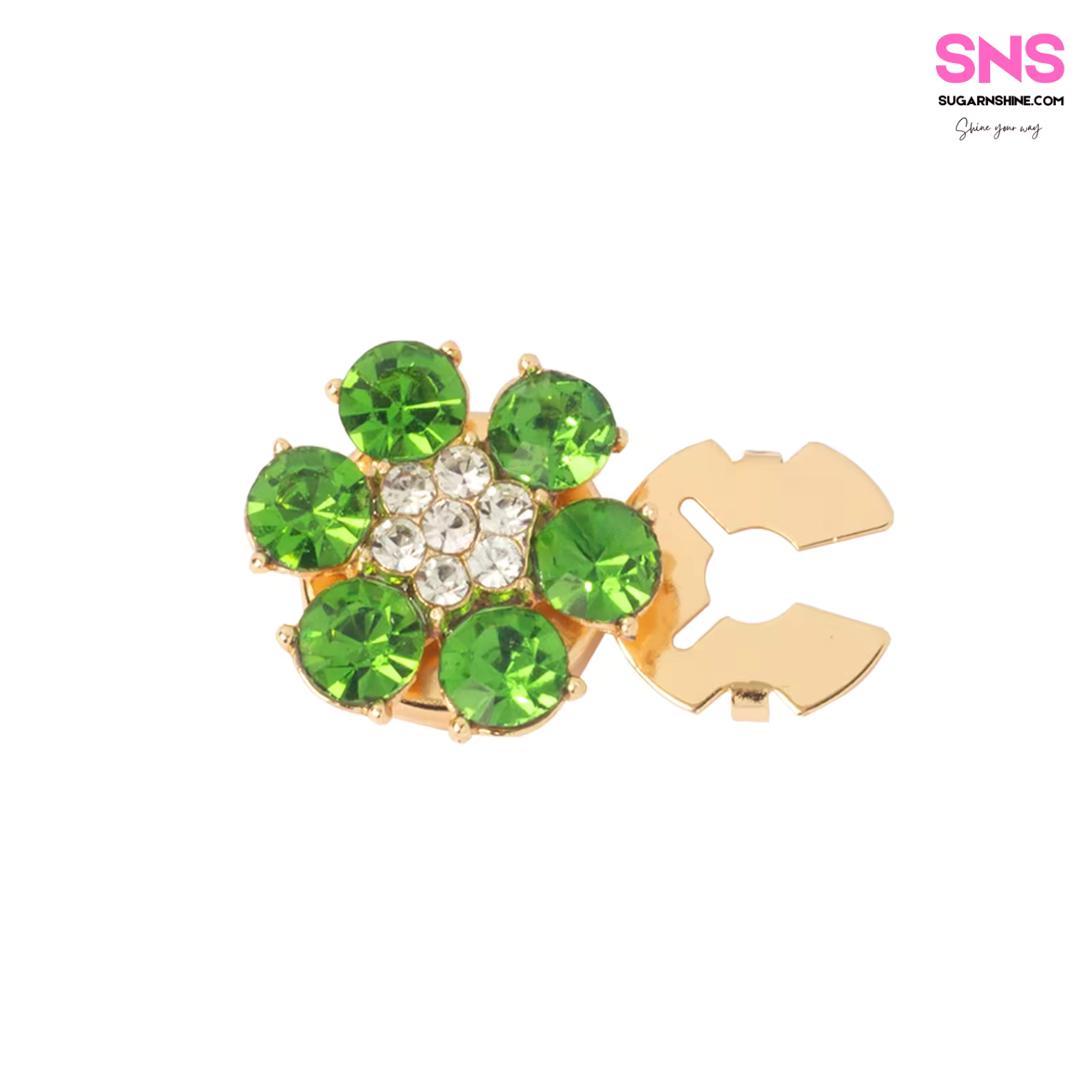 Shiny Multicolour Crystal Flower Clip-Over Detachable Buttons