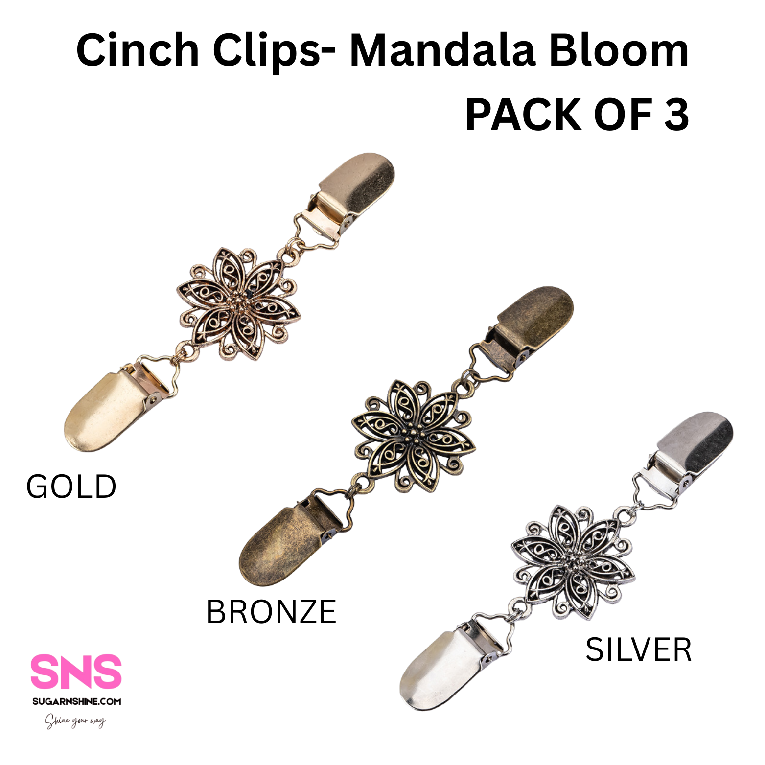 Cinch Clips- Mandala Bloom (Pack of 3)