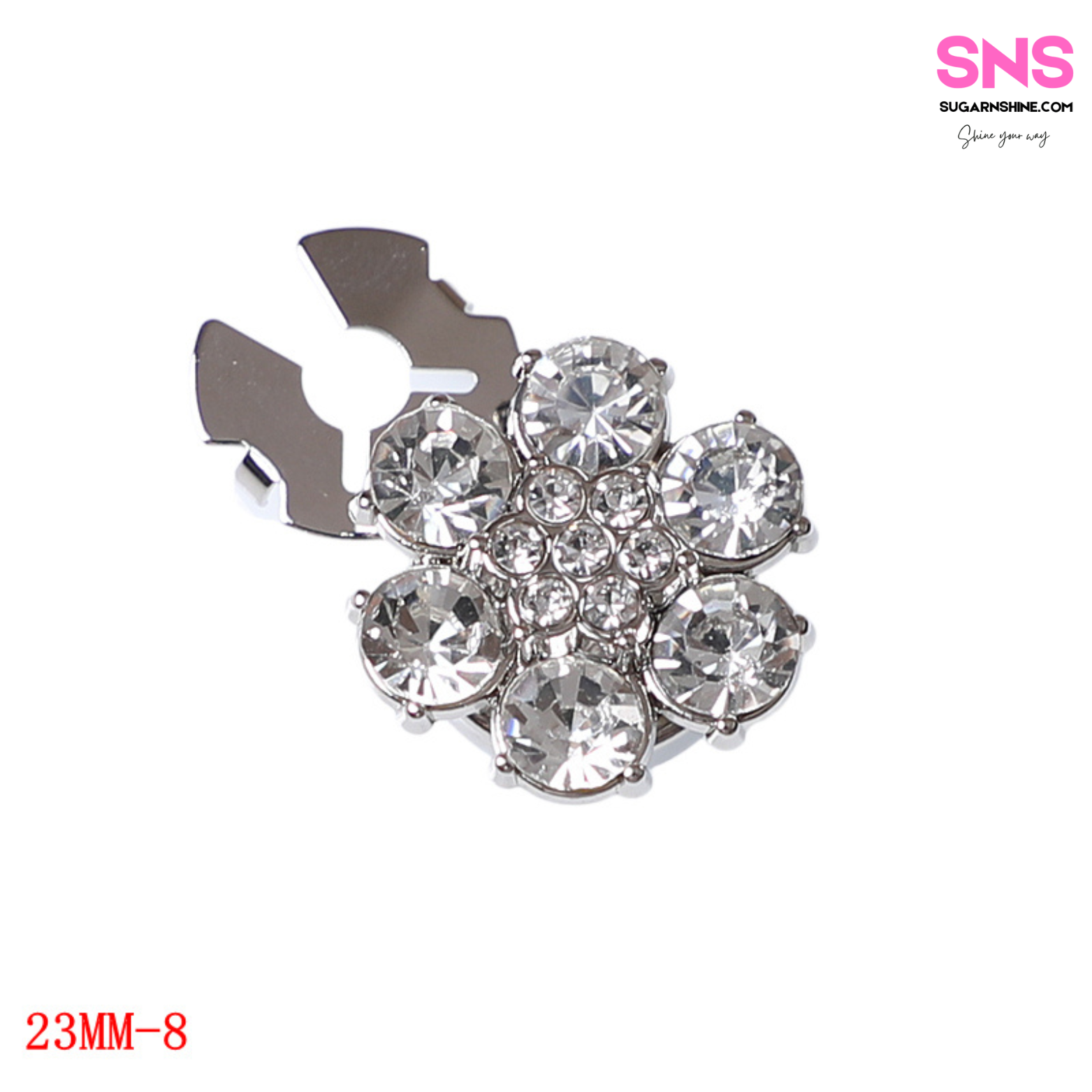 Shiny Multicolour Crystal Flower Clip-Over Detachable Buttons