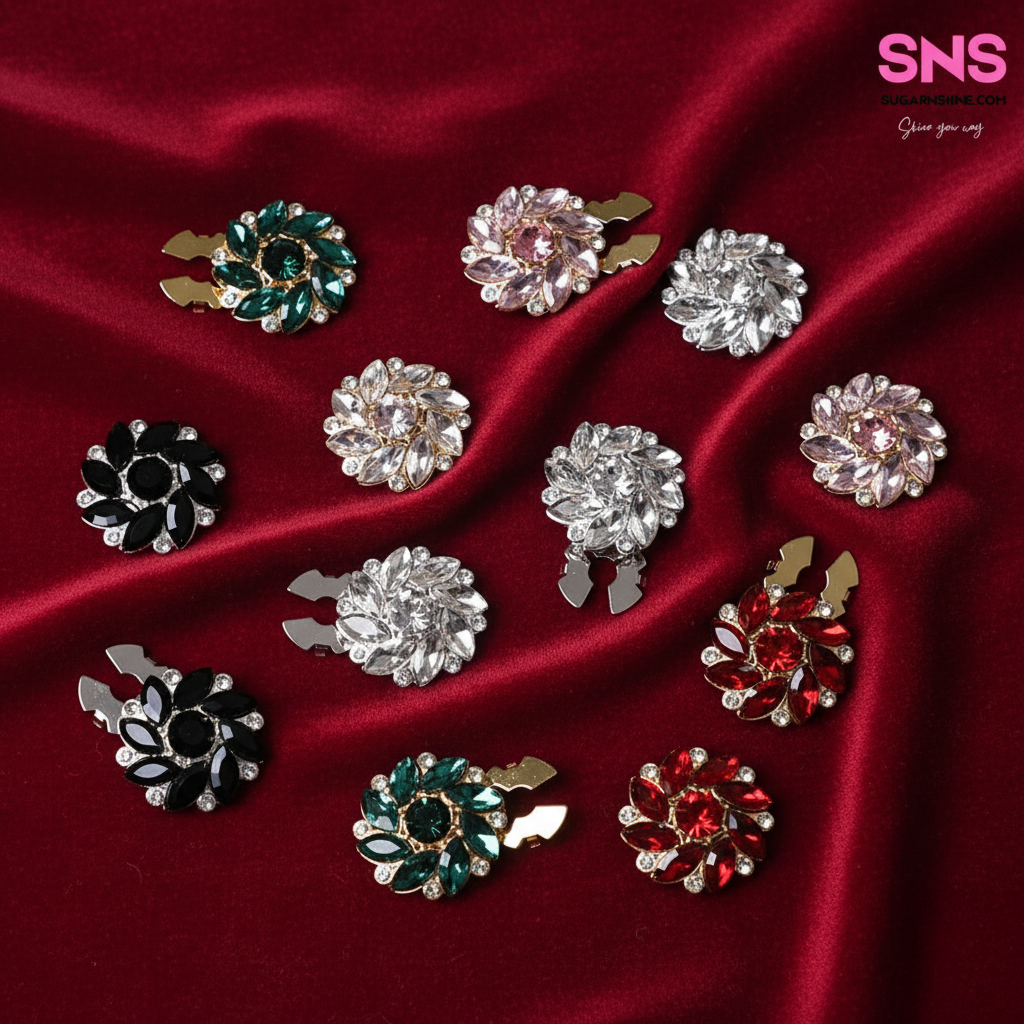 Elegant Enamel Flower Clip-Over Detachable Buttons