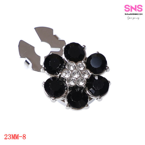 Shiny Multicolour Crystal Flower Clip-Over Detachable Buttons