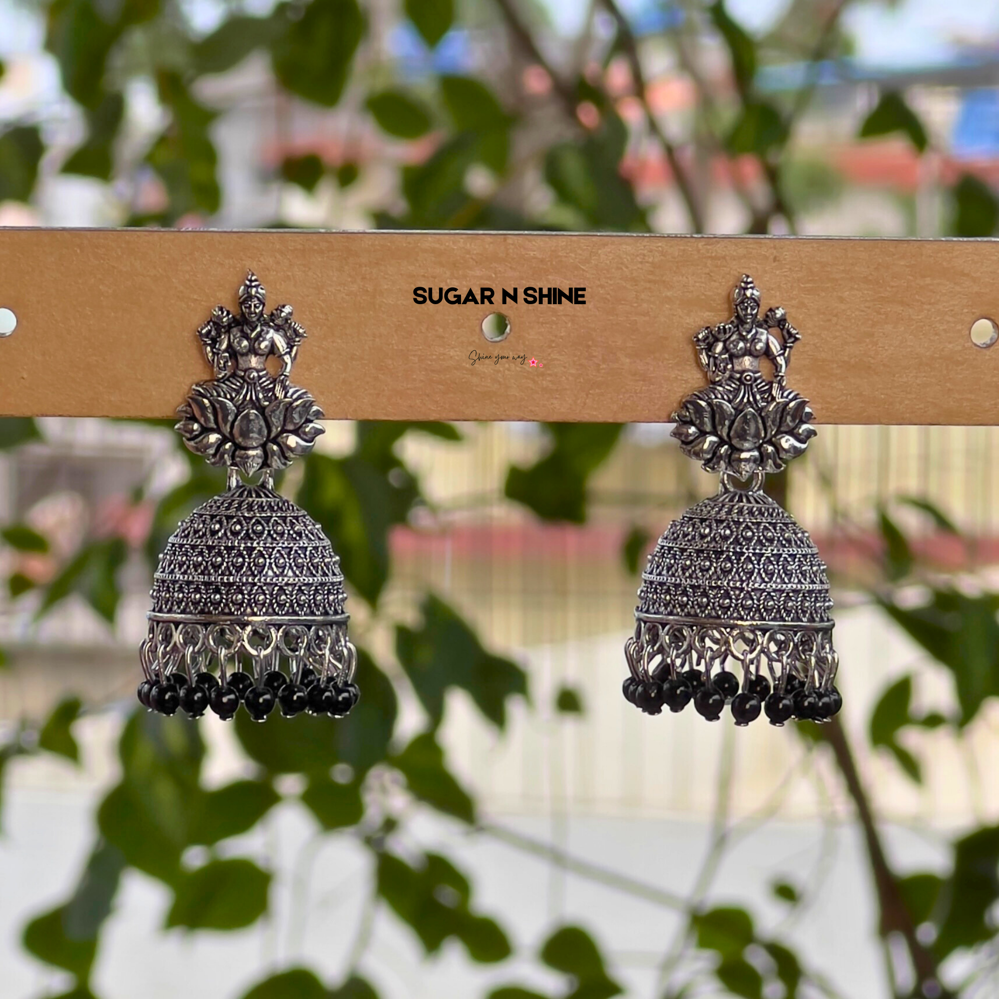 Divine Lakshmi Silver Jhumkas