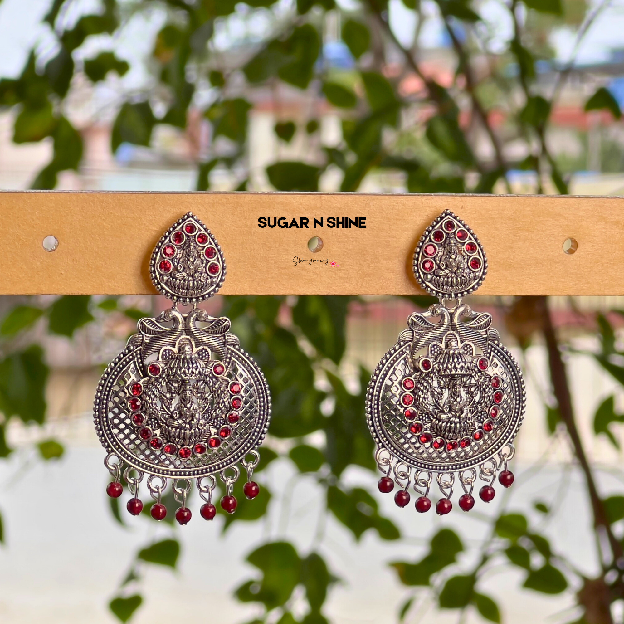 Silver Temple Chandelier Earrings