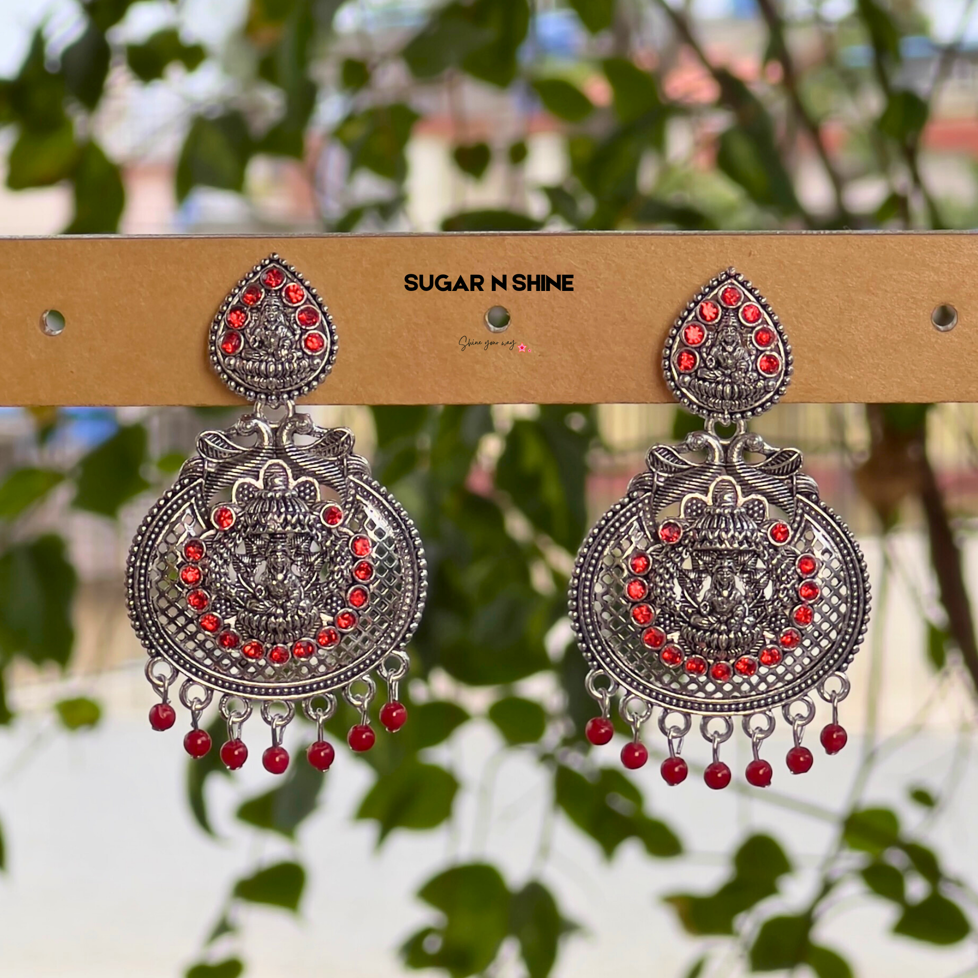 Silver Temple Chandelier Earrings