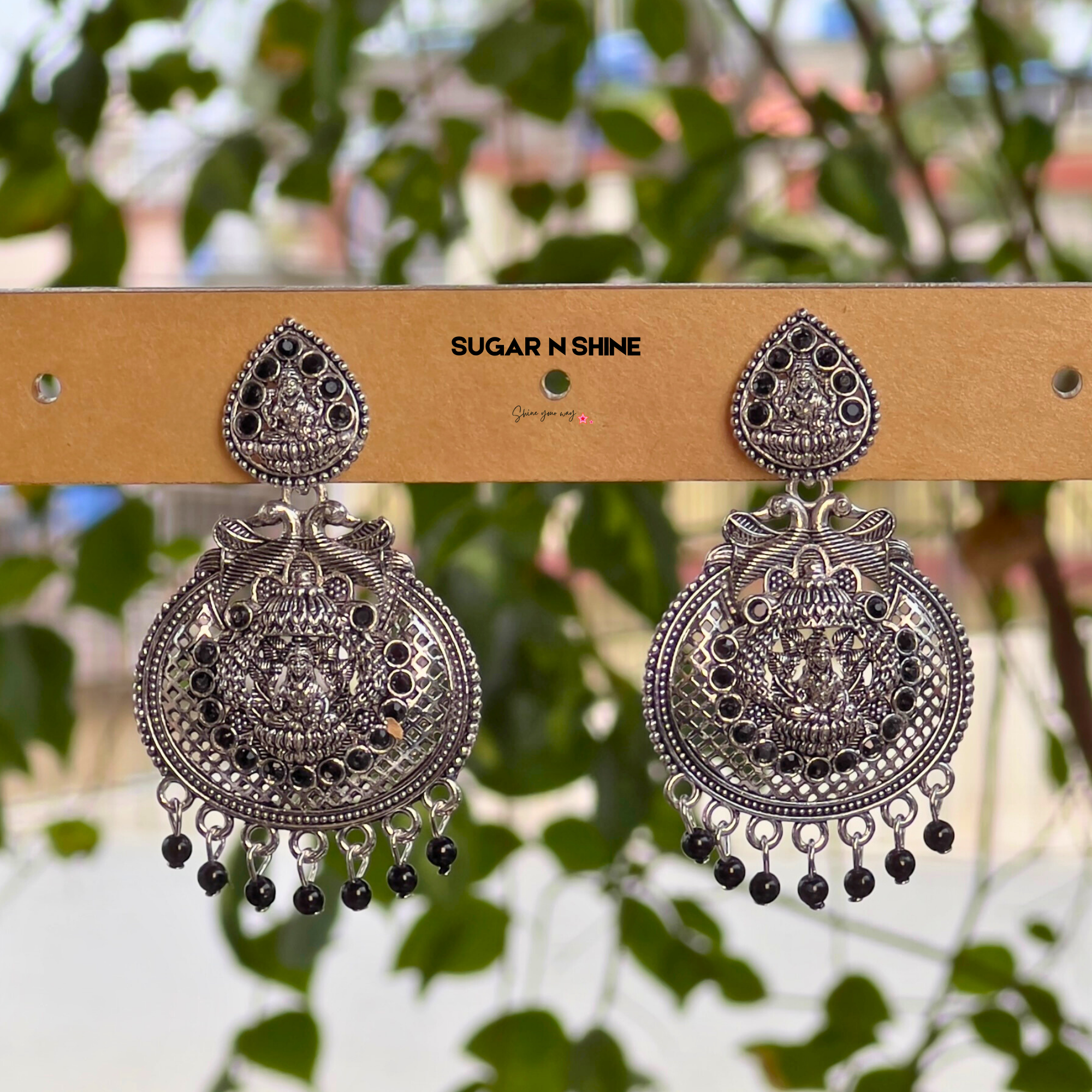 Silver Temple Chandelier Earrings