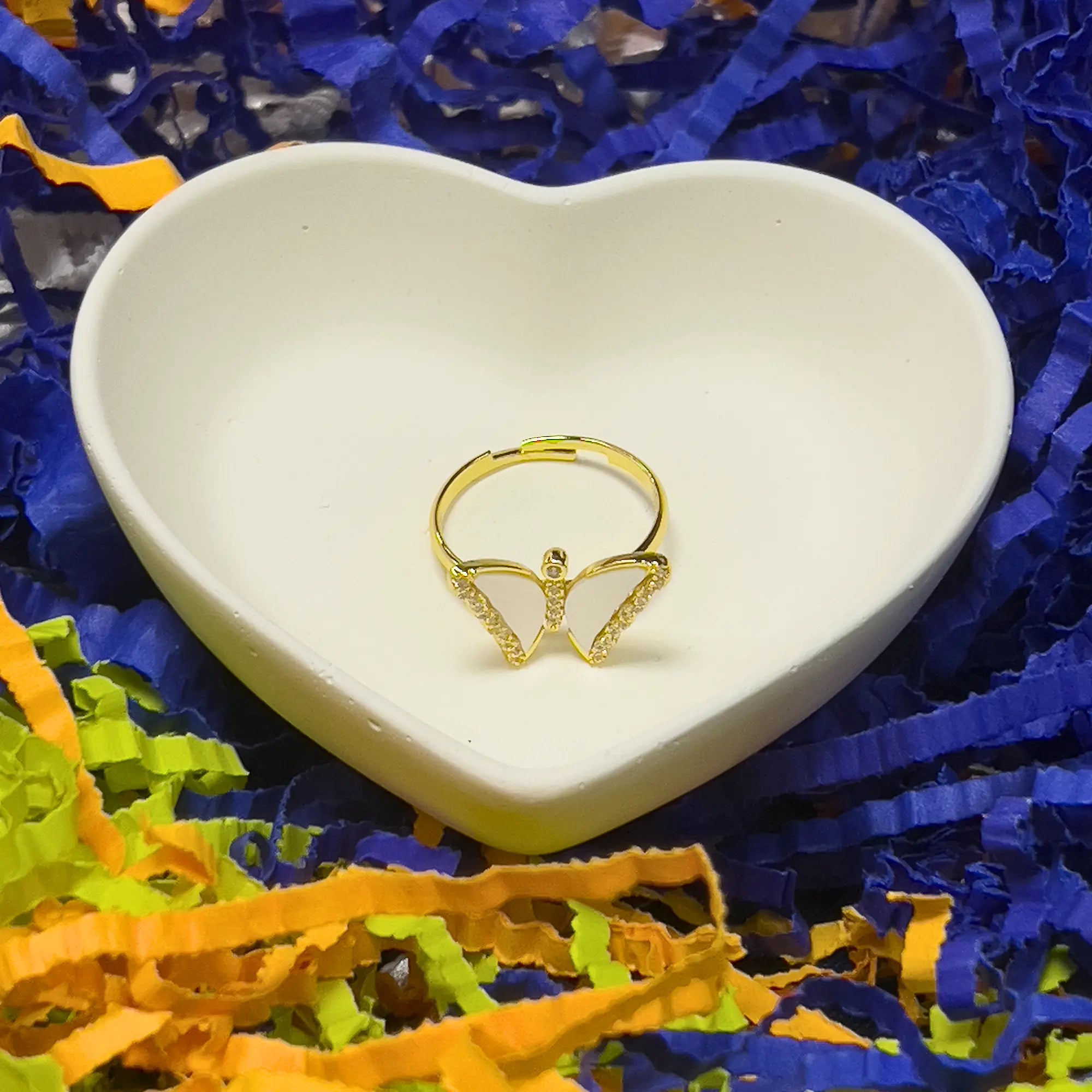Golden Modern Butterfly Band Ring