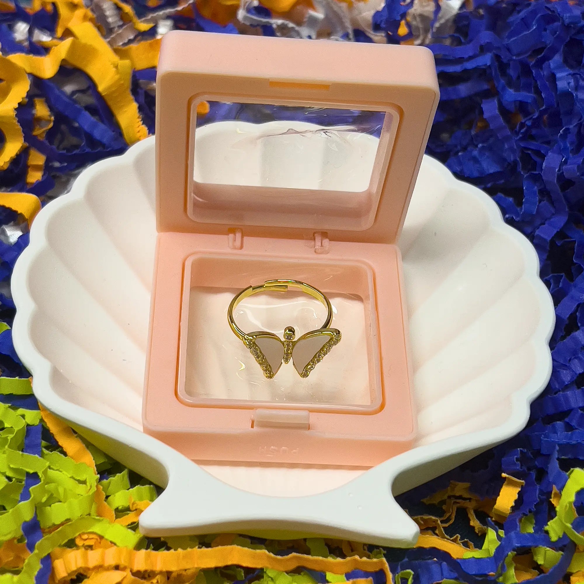 Golden Modern Butterfly Band Ring