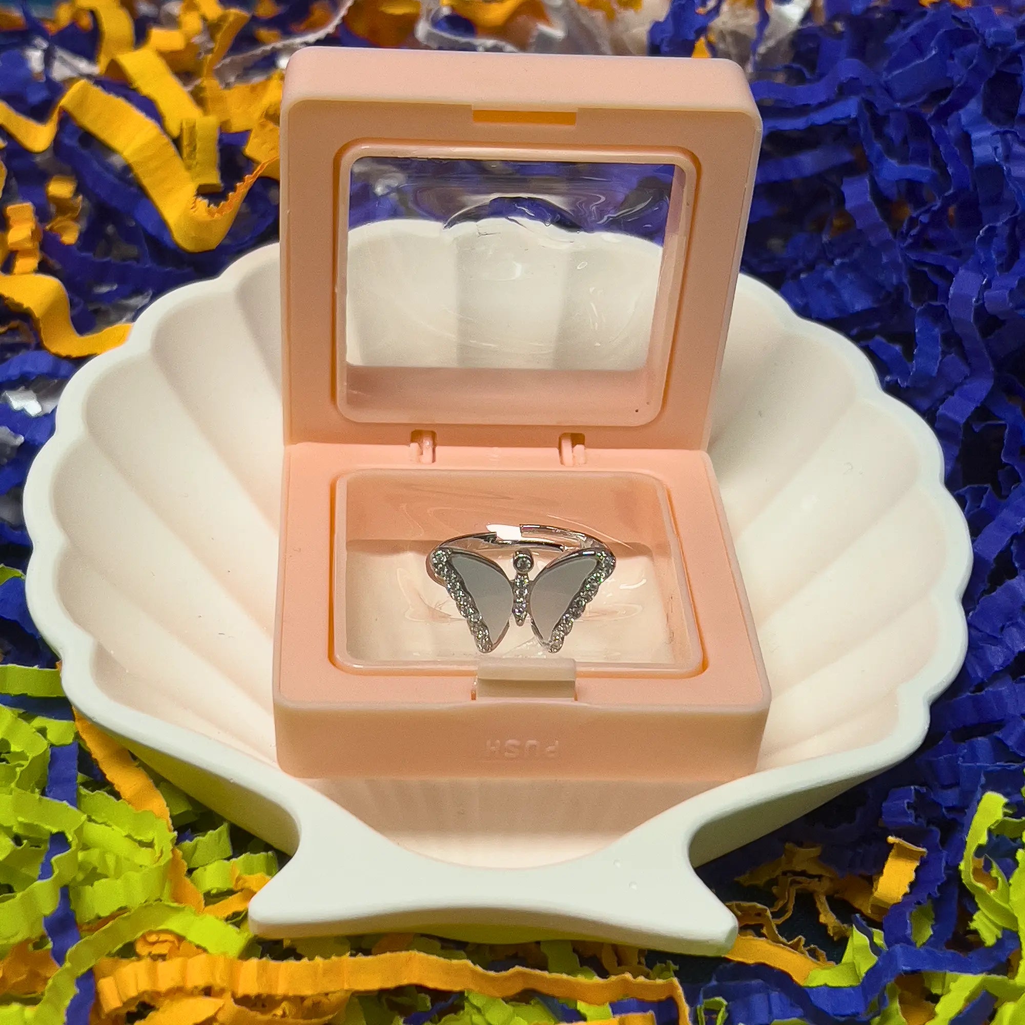 Silver Modern Butterfly Band Ring