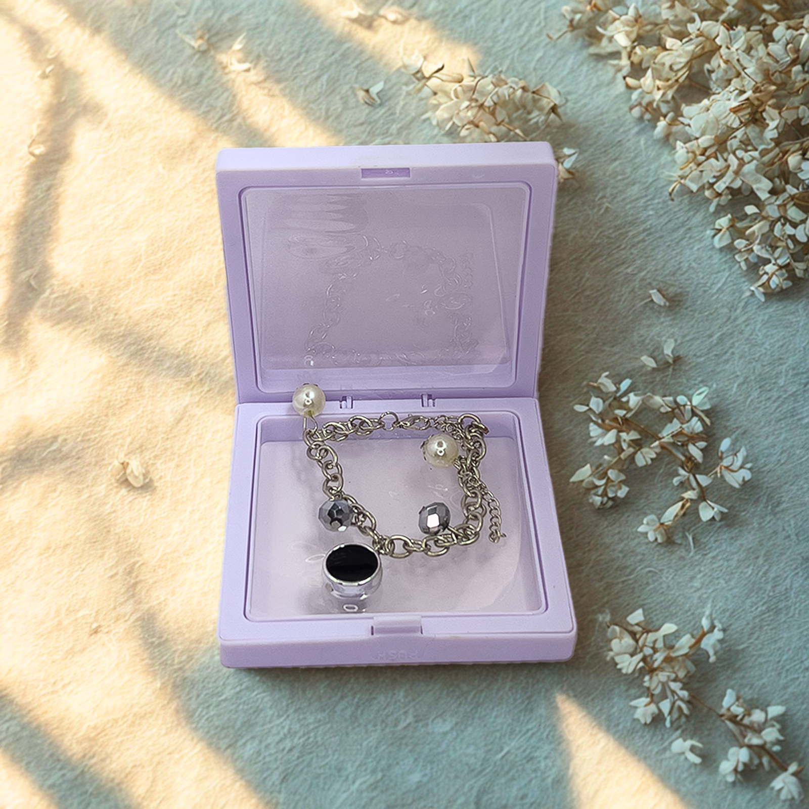Pearl & Black Gem Bracelet