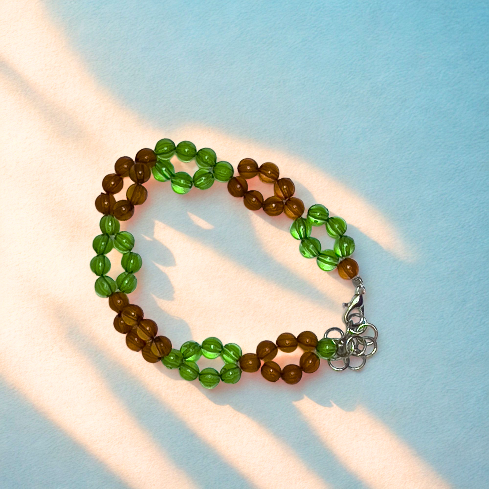 Earthy Green Glass Beaded Bracelet