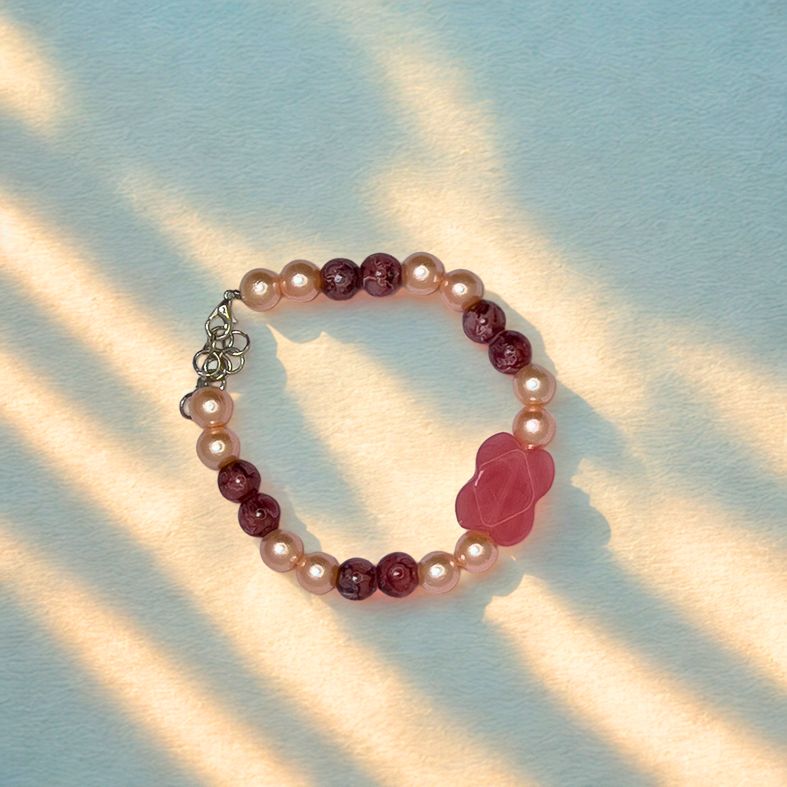 Blush Rose Pearl Charm Bracelet