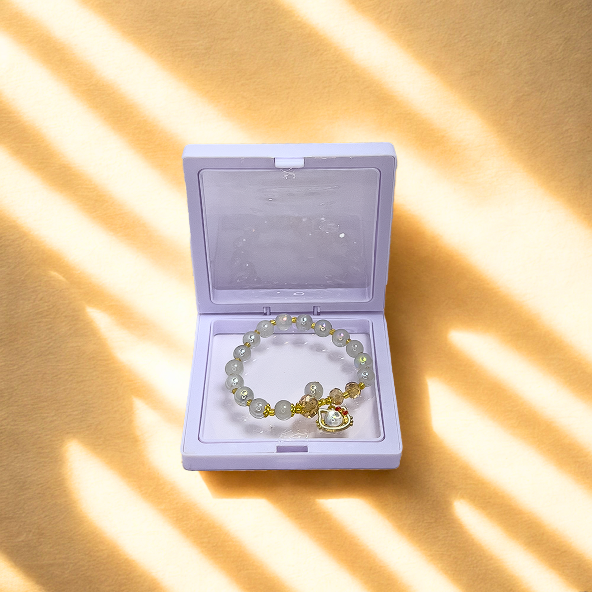 Aura Bloom Bracelet – Grey Gloss with Kitty Charm