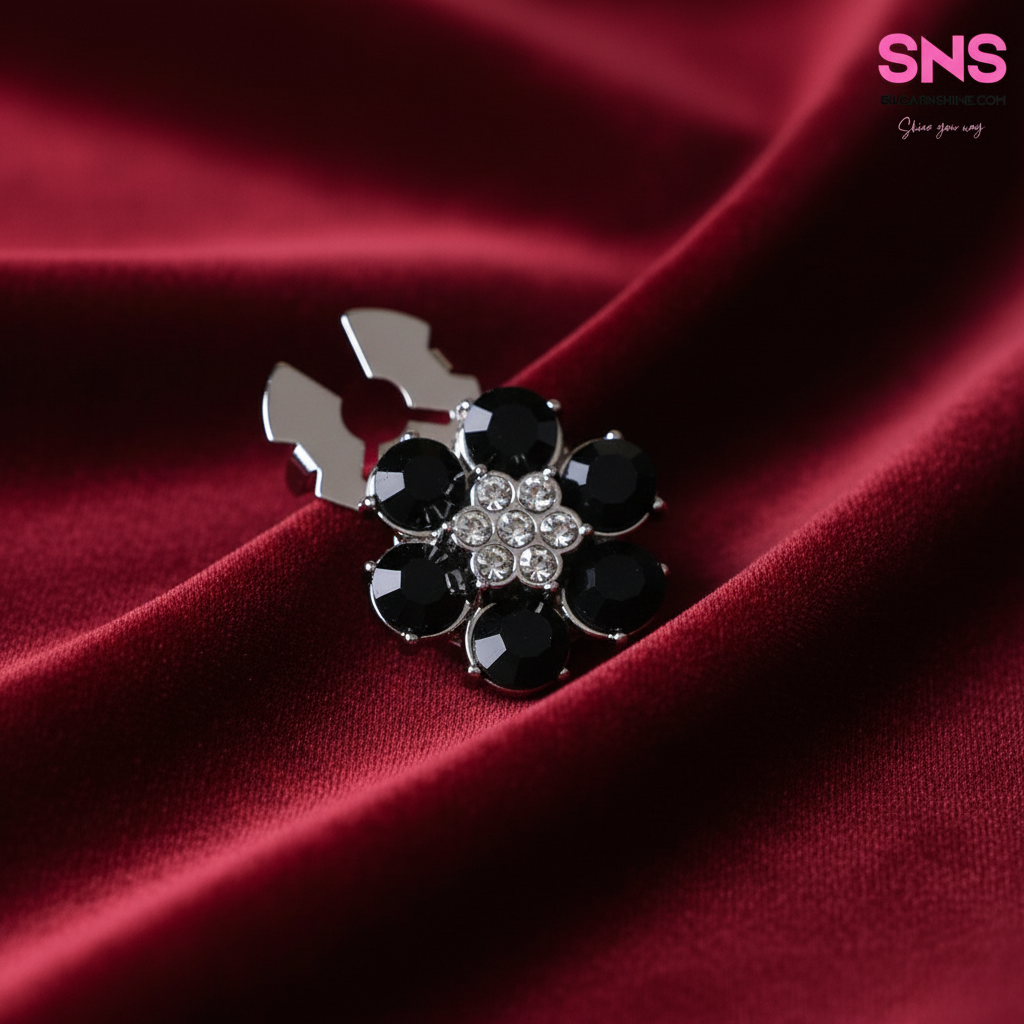 Shiny Multicolour Crystal Flower Clip-Over Detachable Buttons