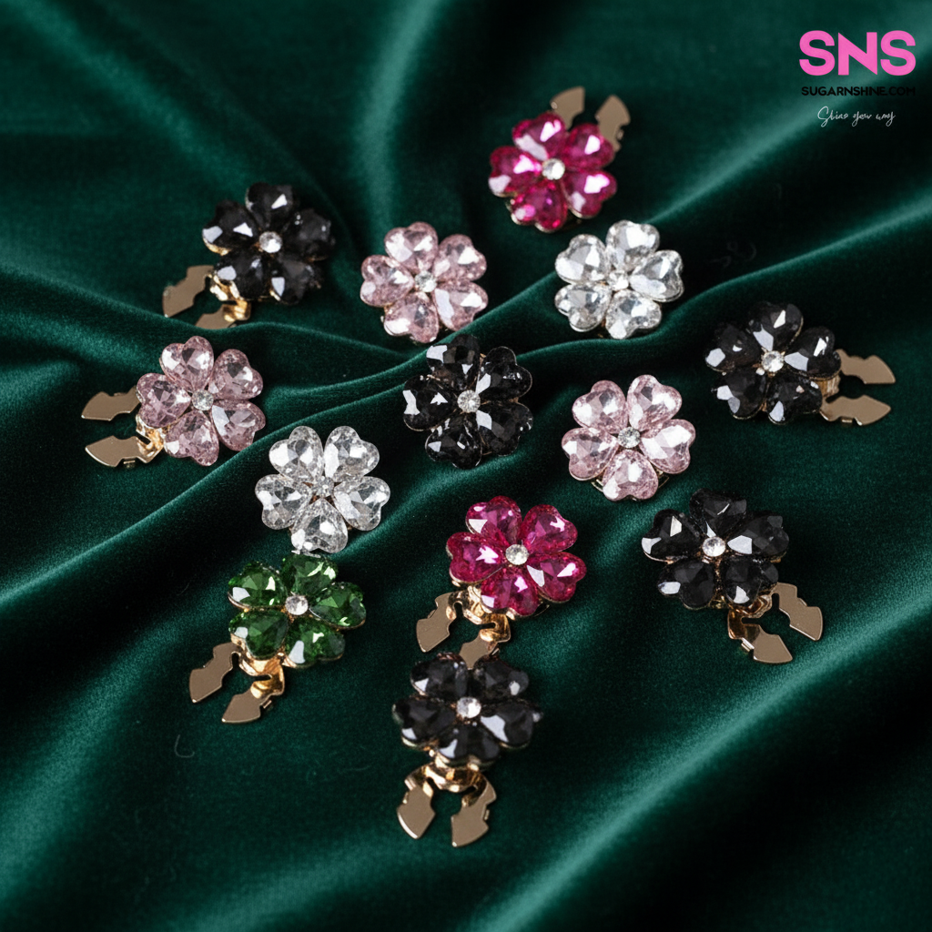 Sparkling Flower Clip-Over Detachable Buttons