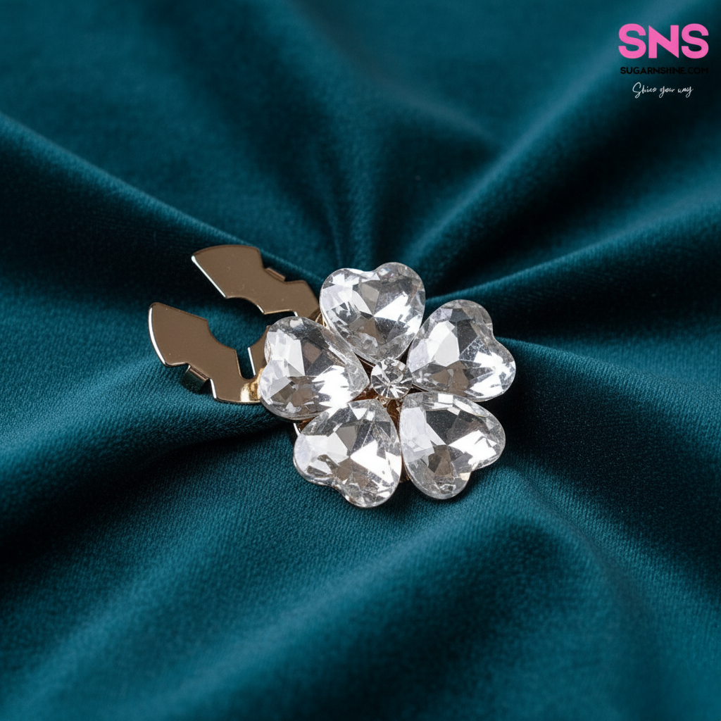 Sparkling Flower Clip-Over Detachable Buttons