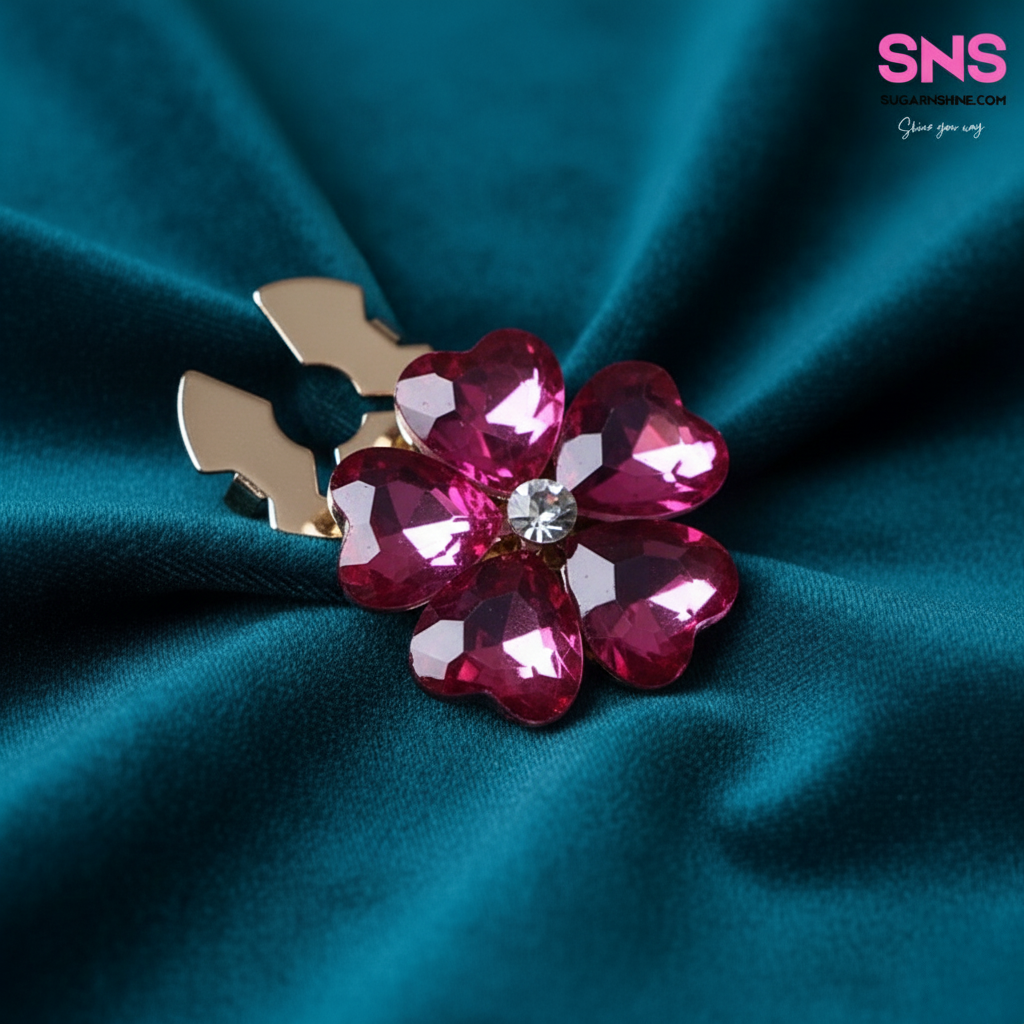 Sparkling Flower Clip-Over Detachable Buttons