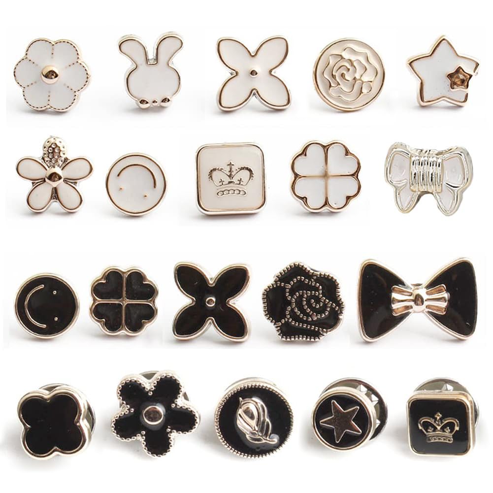 Decorative Shirt/ Jean Button Pins – Assorted Stylish Designs (Pack of 20)