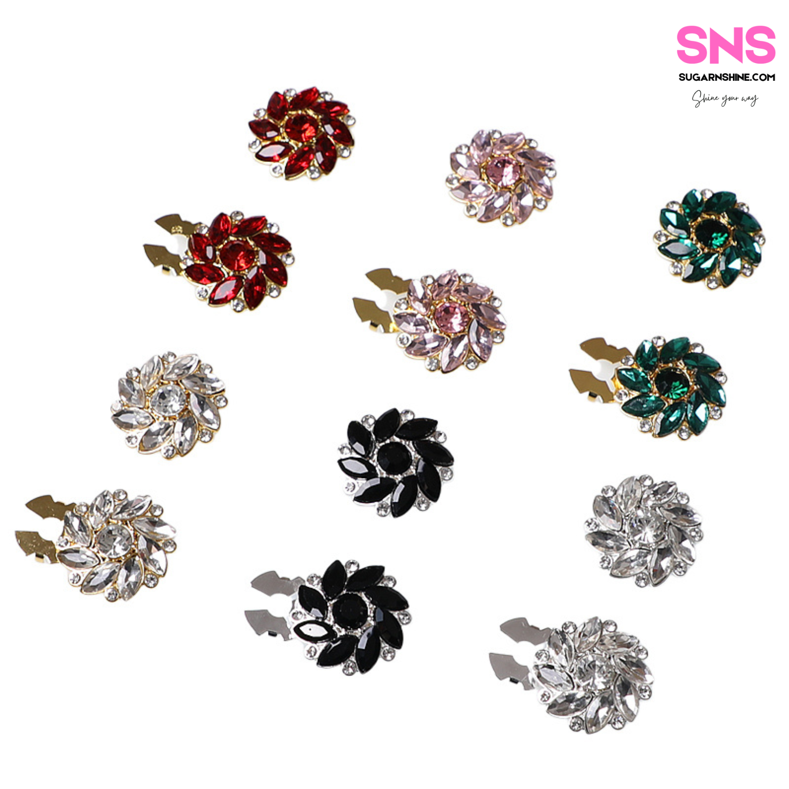 Elegant Enamel Flower Clip-Over Detachable Buttons