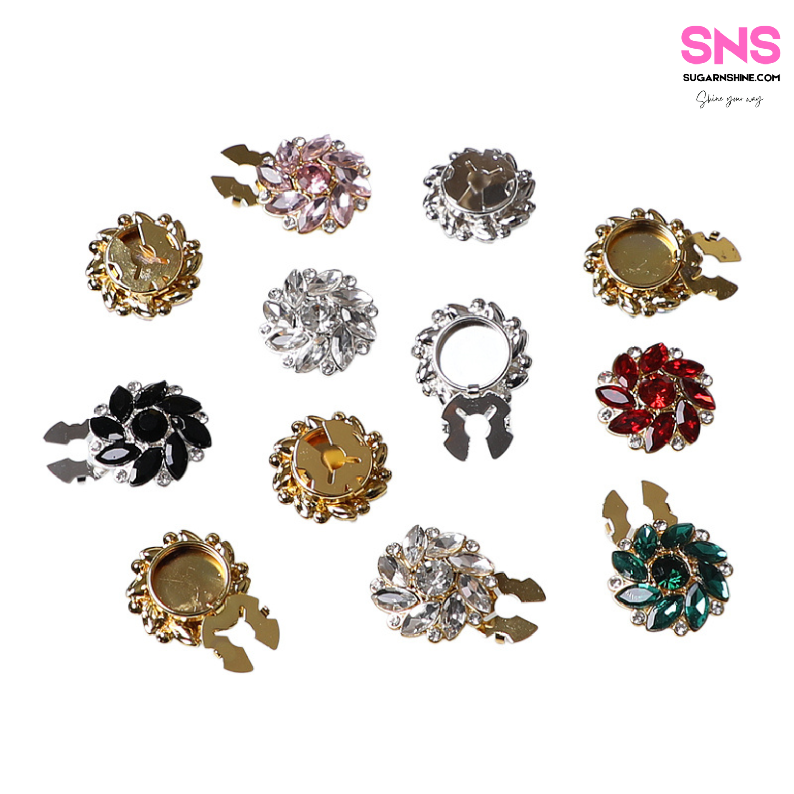 Elegant Enamel Flower Clip-Over Detachable Buttons