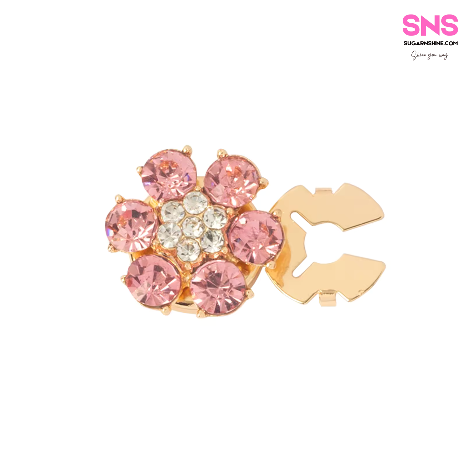 Shiny Multicolour Crystal Flower Clip-Over Detachable Buttons
