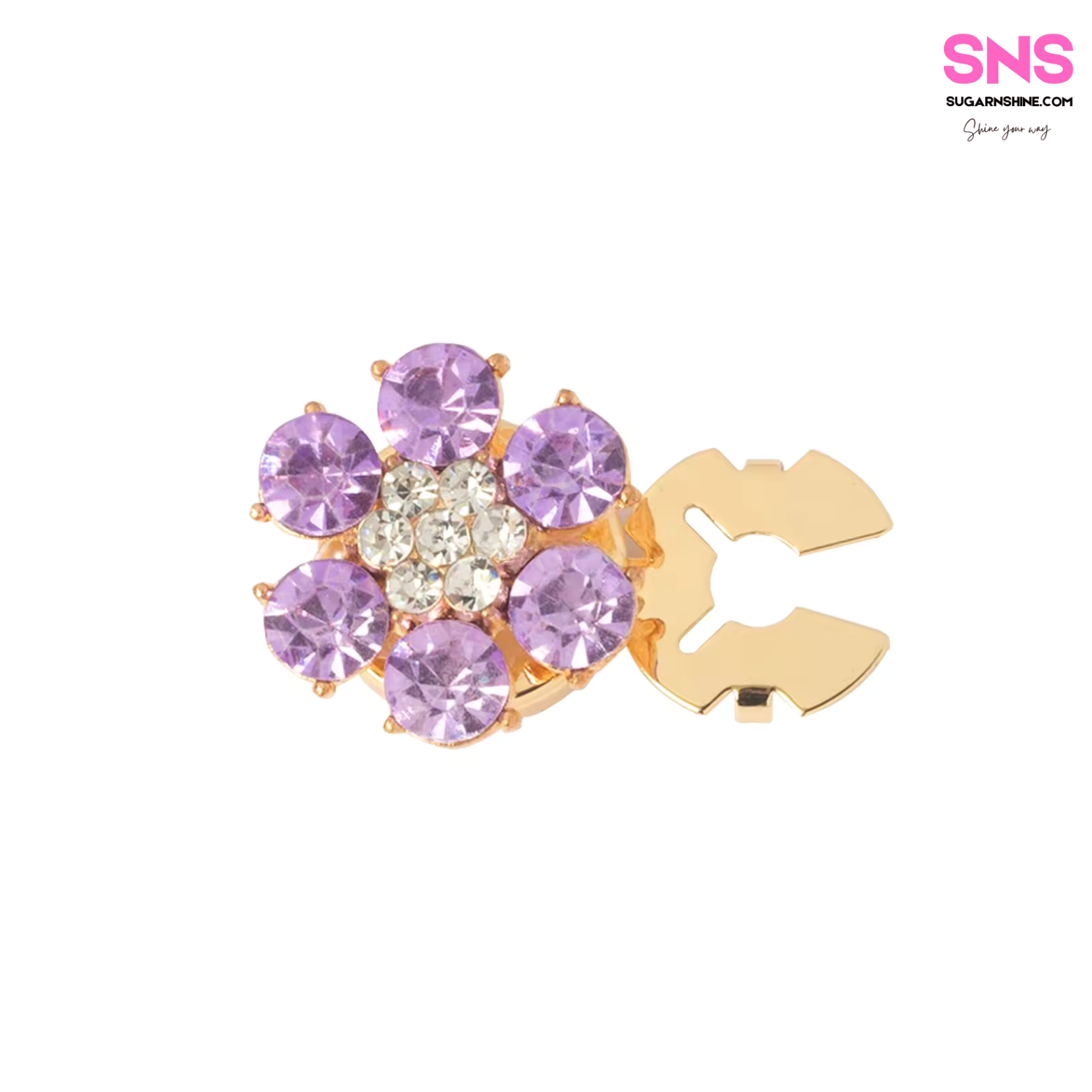Shiny Multicolour Crystal Flower Clip-Over Detachable Buttons