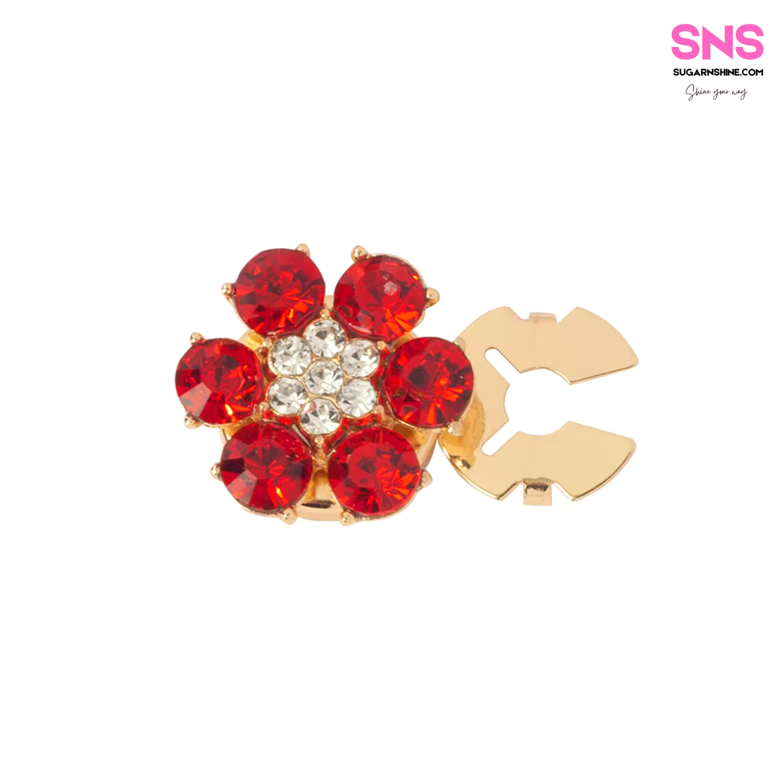 Shiny Multicolour Crystal Flower Clip-Over Detachable Buttons
