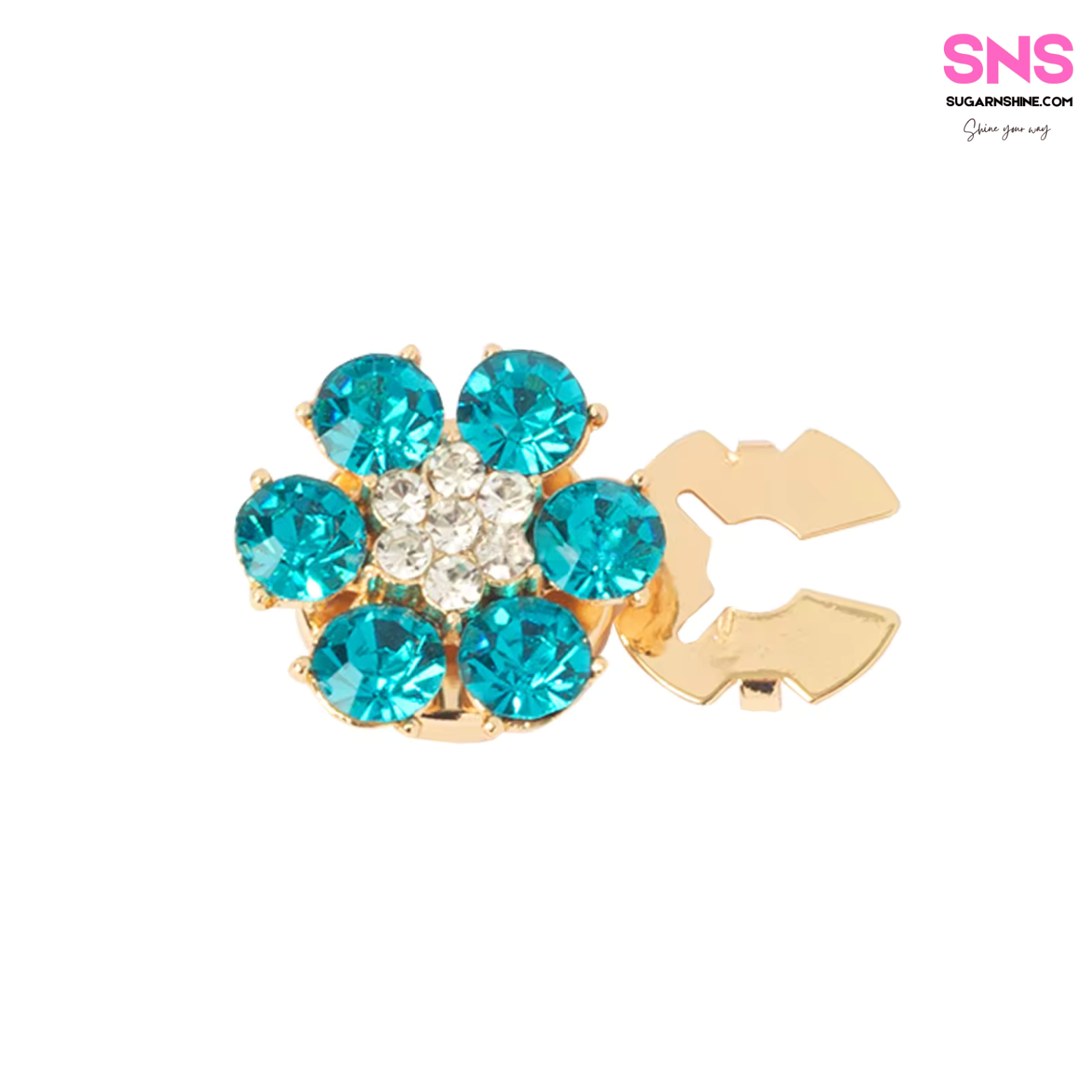 Shiny Multicolour Crystal Flower Clip-Over Detachable Buttons