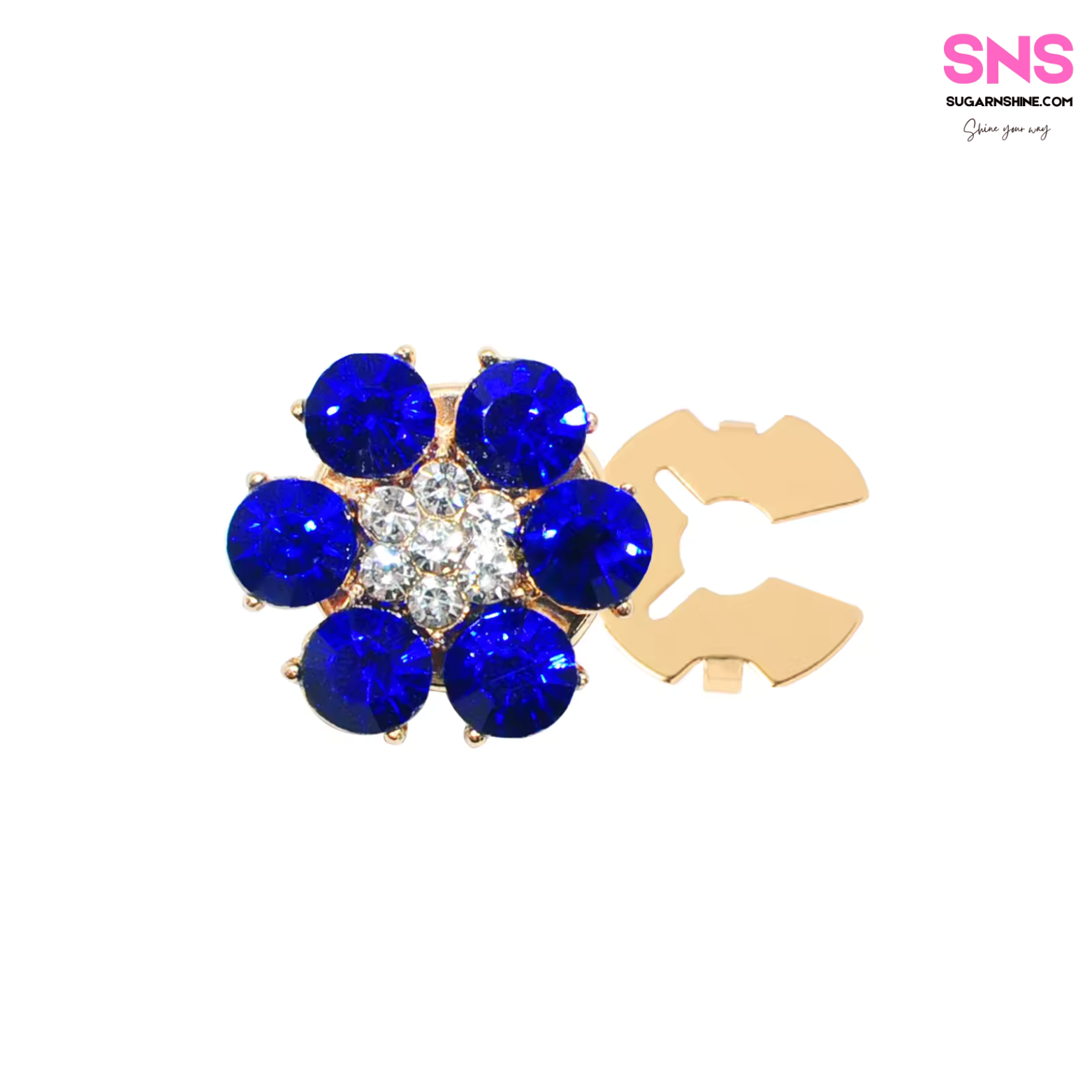Shiny Multicolour Crystal Flower Clip-Over Detachable Buttons