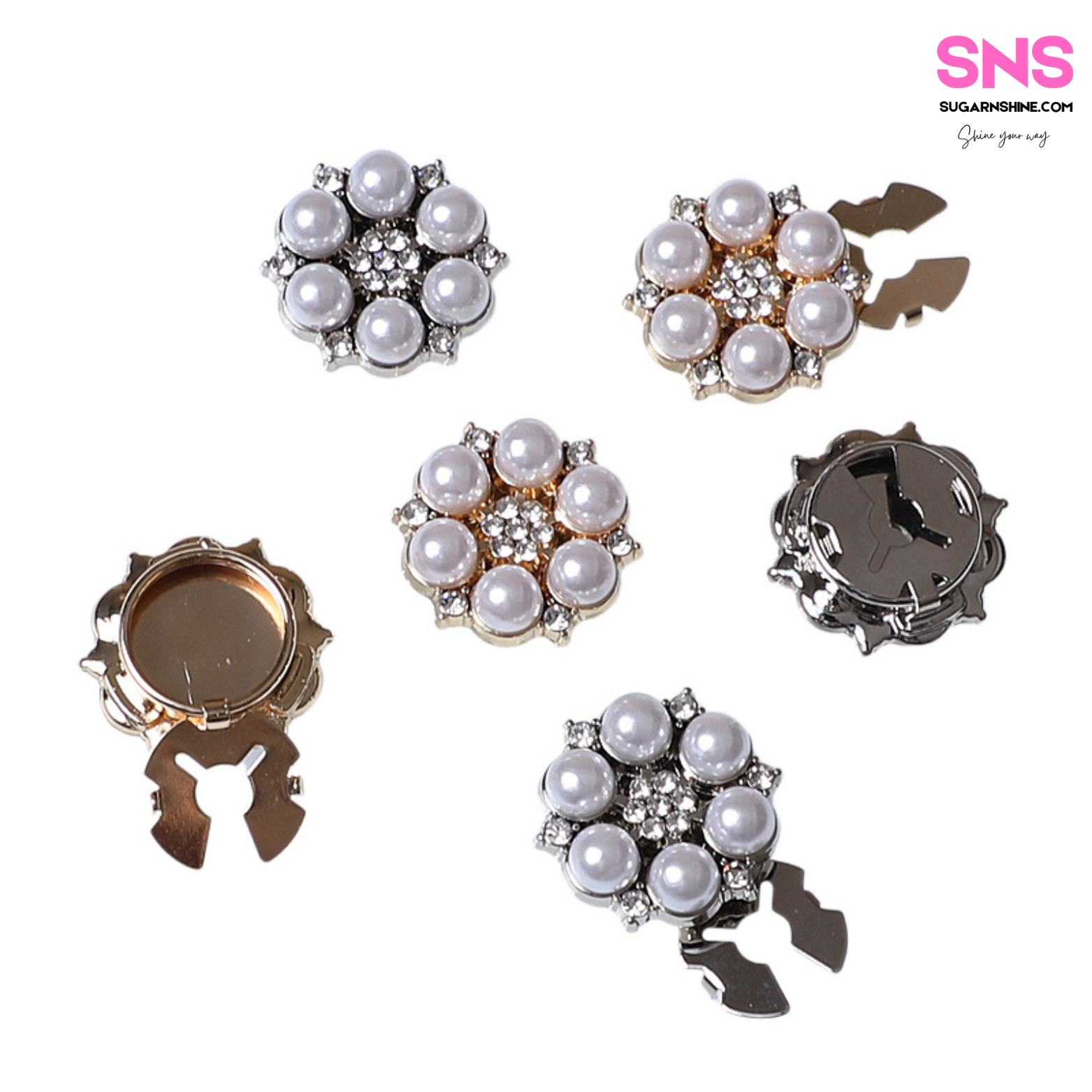Pearl Flower Clip-Over Detachable Buttons
