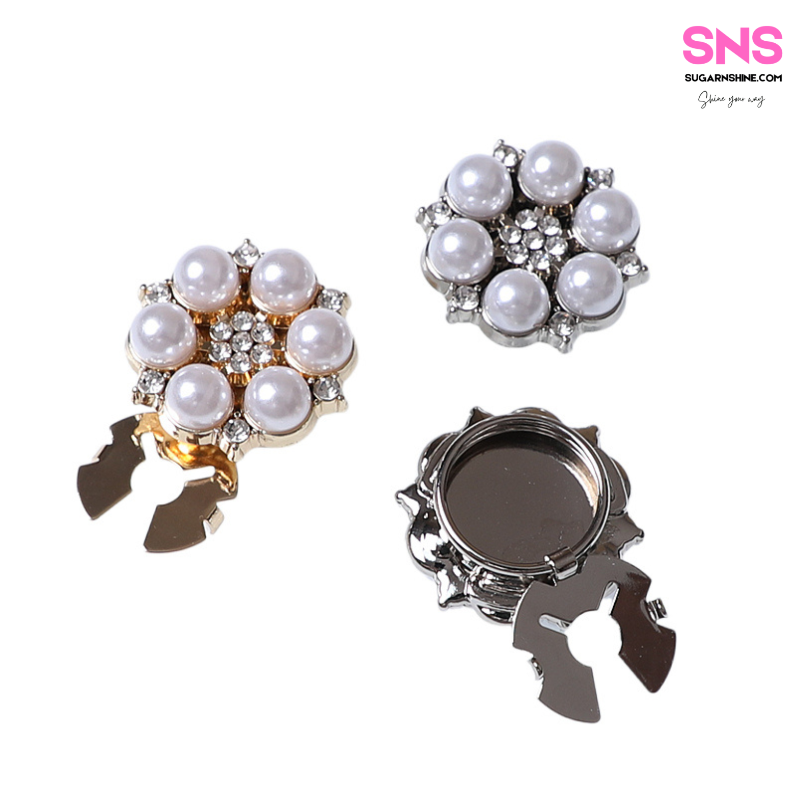 Pearl Flower Clip-Over Detachable Buttons