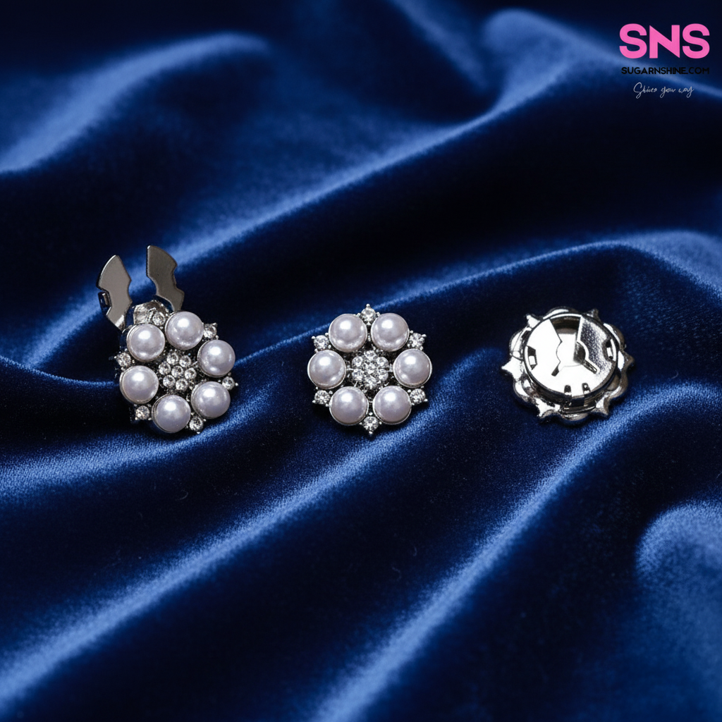 Pearl Flower Clip-Over Detachable Buttons