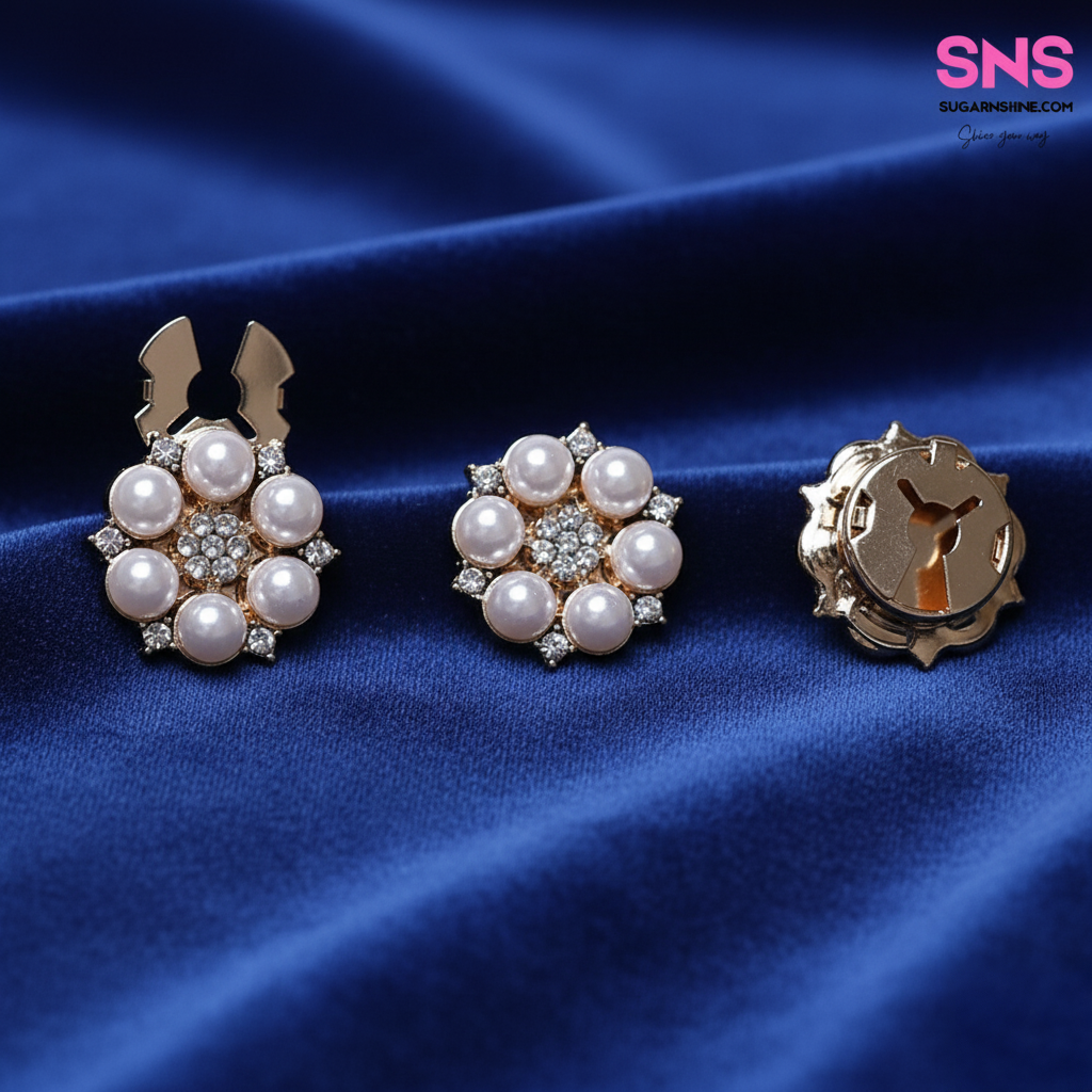 Pearl Flower Clip-Over Detachable Buttons