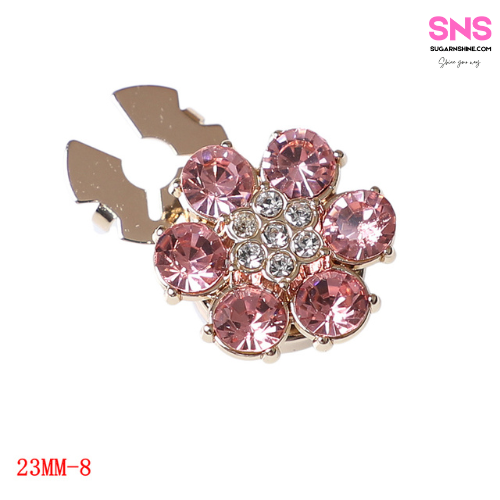 Shiny Multicolour Crystal Flower Clip-Over Detachable Buttons