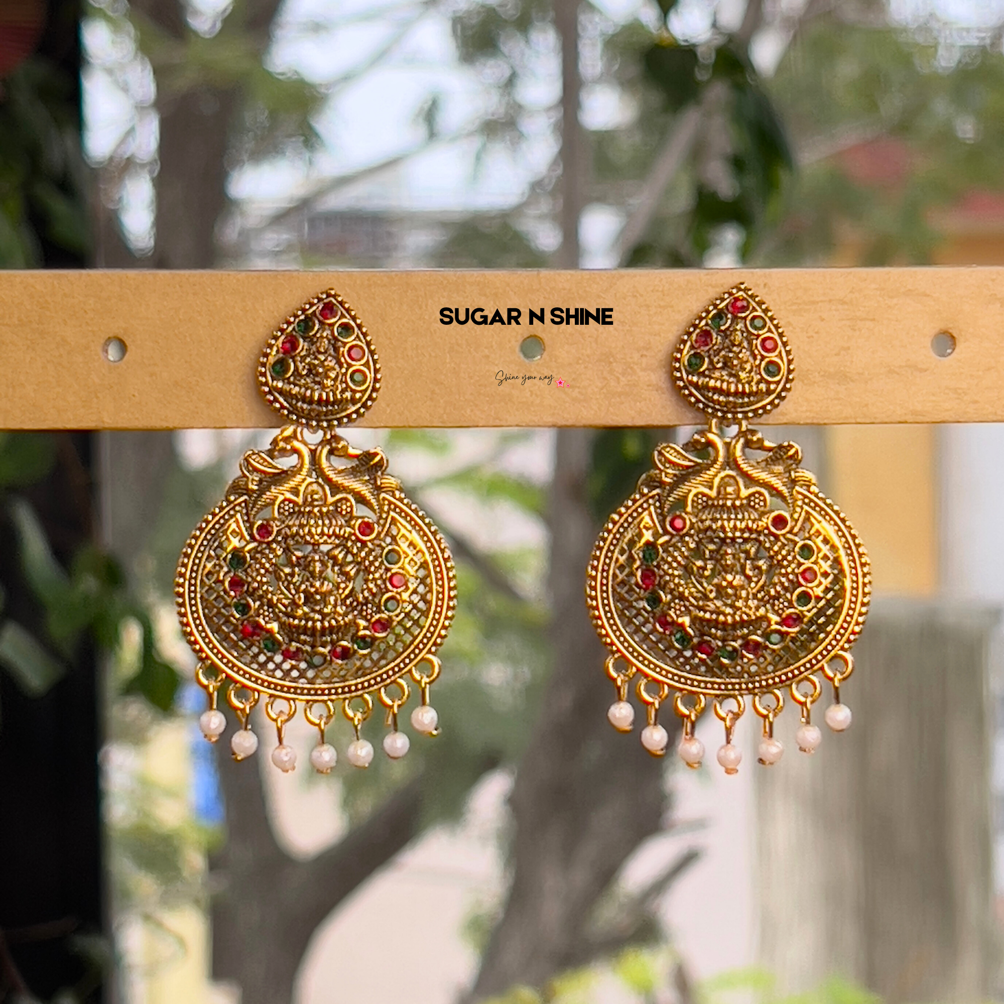 Golden Temple Laxmi Coin Earrings