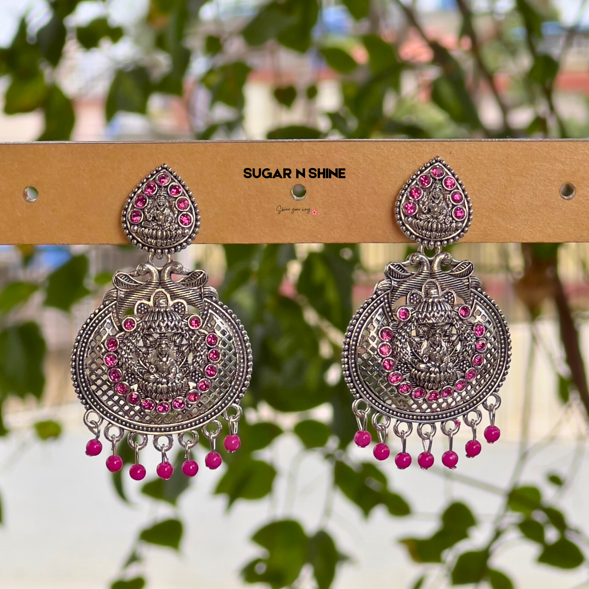 Silver Temple Chandelier Earrings