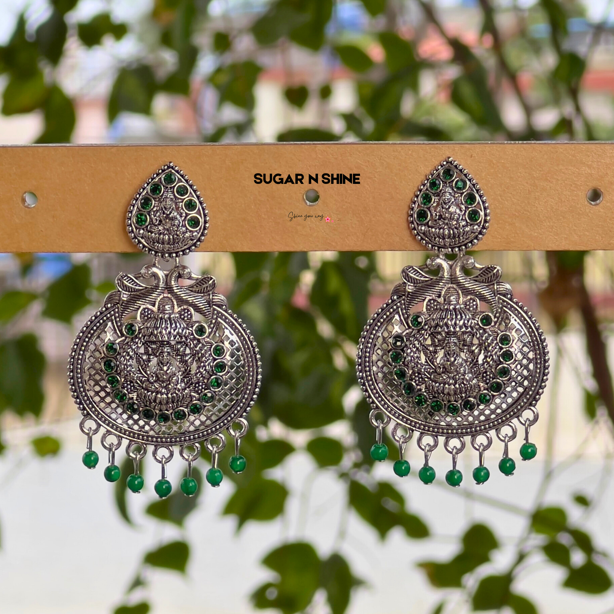 Silver Temple Chandelier Earrings